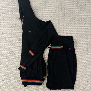 Aviator Nation 5 stripe sweatsuit in charcoal size medium